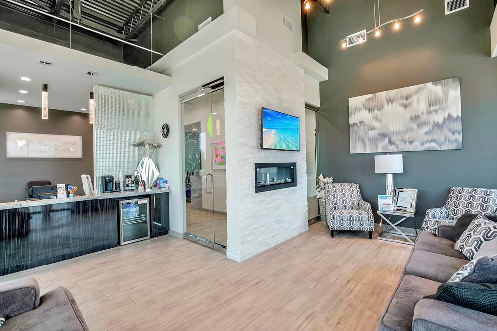 The welcoming reception area at Trinity Dental in Humble
